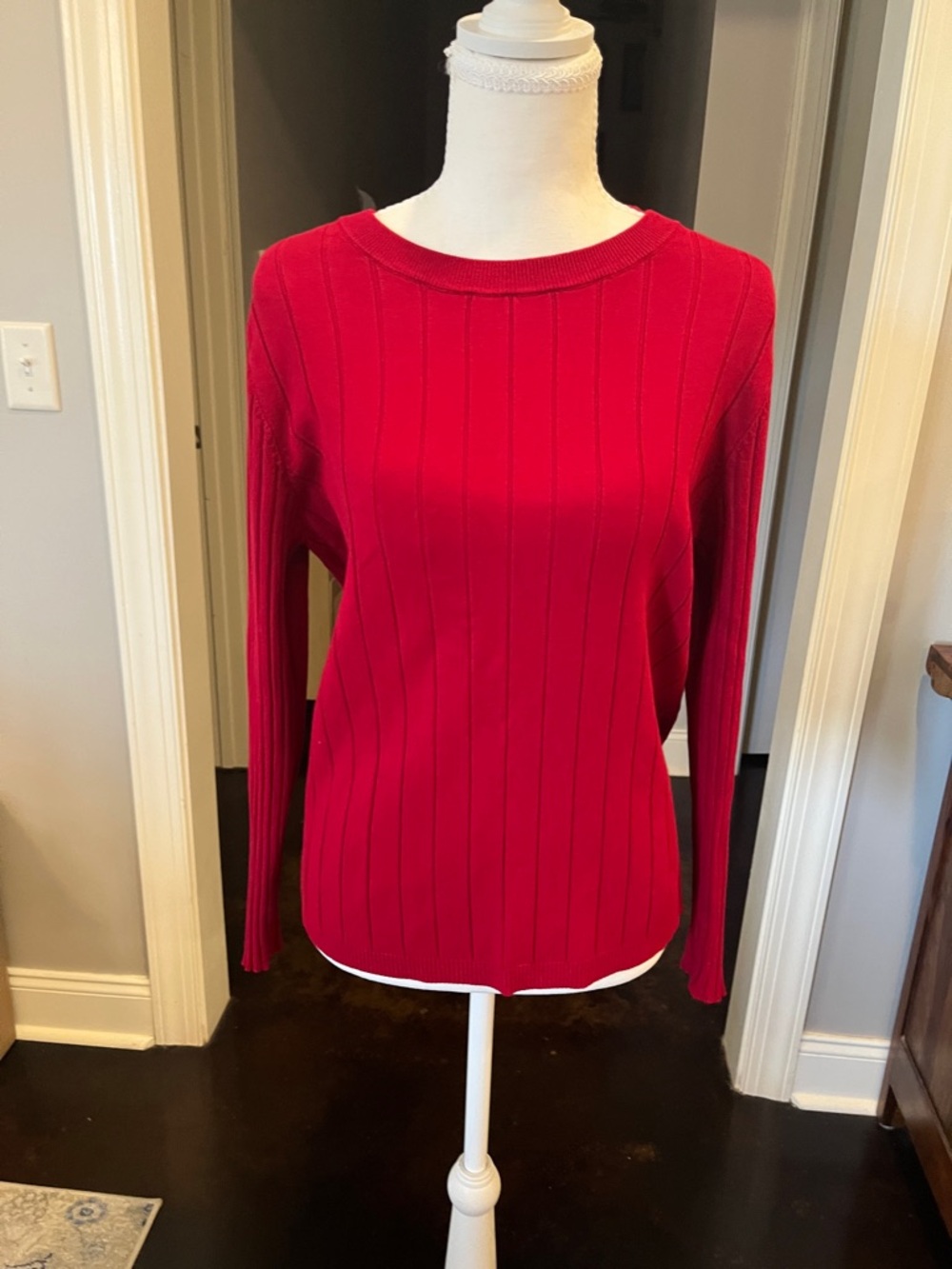 The Limited Red Ribbed Long Sleeve Top